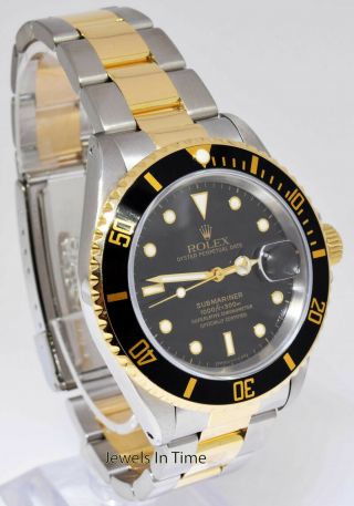 Rolex Submariner Date 18k Yellow Gold/Steel Black 40mm Watch Box/Papers Y 16613 4