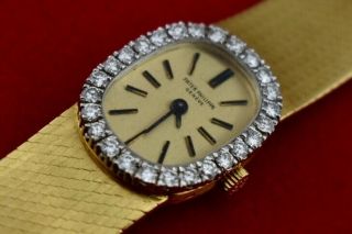 Patek Philippe Ladies 18k Yellow Gold Diamond Bezel Vintage Watch Ref 3377 3