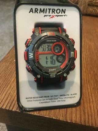 Armitron 40/8284red,  Digital Resin Watch,  100 Meter Wr,  Chronograph,  Alarm Nwb