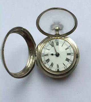 Rare Early Pair Case Verge Fusee Silver Pocket Watch Worm&wheel 1760s