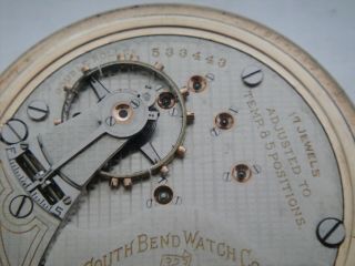 The Studebaker 323 South Bend - 17J adjusted neat damaskeened 18s pocket watch 8