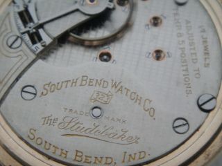 The Studebaker 323 South Bend - 17J adjusted neat damaskeened 18s pocket watch 9