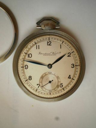 IWC SCHAFFHAUSEN swiss Cal.  97 mechanical steel vintage pocket watch 2