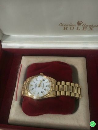[rolex] 1987 Diamond Dial Oyster Perpetual 18k Rolex W/ Gold White Face