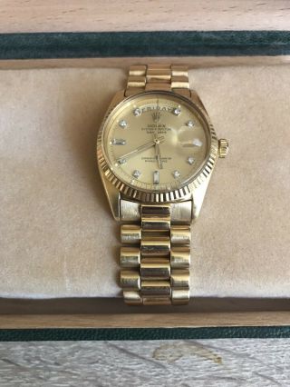 Rolex Day Date President 18k Gold Diamonds Baguette Dial And Papers