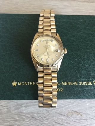 Rolex Day Date President 18k Gold Diamonds Baguette Dial And Papers 7