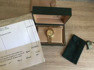 Rolex Day Date President 18k Gold Diamonds Baguette Dial And Papers 9