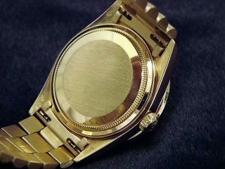 Mens Rolex Day - Date President 18k Gold Watch Black Diamond Dial & Bezel 18038 5