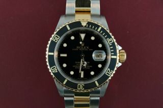 Men ' s Rolex Submariner 16613T Two - Tone Black Dial & Bezel Oyster Band Year 2008 3