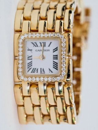 Cartier Panthère Ruban 18k Yellow Gold With Diamonds Ladies Watch