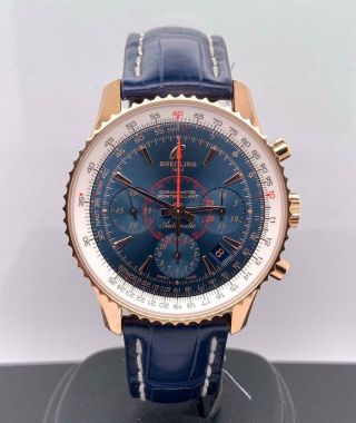 Breitling Montbrillant 01 Automatic 40mm 18k Rose Gold Blue Dial Rb013012/c896