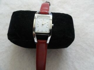 Anne Klein Quartz Ladies Watch With A Red Leather Band