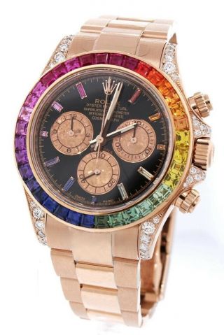 Diamond Rolex Cosmograph Daytona Rose Gold Men ' s Watch 116598 RBOW 2
