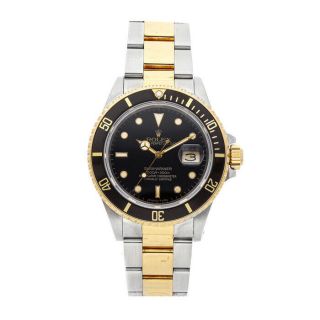 Rolex Submariner Auto Steel Yellow Gold Mens Oyster Bracelet Watch Date 16803