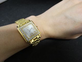 18K Gold Chopard Happy Sport Square Medium Watch with Diamonds 9