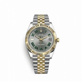 Rolex Datejust 41 Mm Steel 18k Yellow Gold Watch 126333 Grey Roman Jubilee