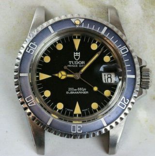Vintage Tudor (by Rolex) Submariner Wristwatch Ref.  79090 Black Dial Faded Bezel