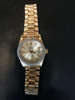Rolex Datejust Men ' s Watch Solid 18k Yellow Gold with Diamond Bezel 2