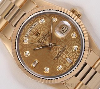 Rolex Men Day - Date 18038 President 36mm 18k Gold Watch - Gold Jubilee Diamond Dial