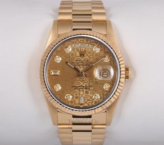Rolex Men Day - Date 18038 President 36mm 18k Gold Watch - Gold Jubilee Diamond Dial 2