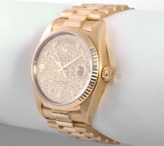 Rolex Men Day - Date 18038 President 36mm 18k Gold Watch - Gold Jubilee Diamond Dial 3