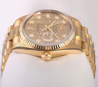 Rolex Men Day - Date 18038 President 36mm 18k Gold Watch - Gold Jubilee Diamond Dial 5