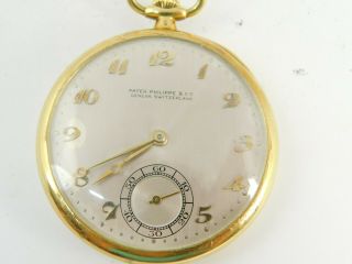 1925 Patek Philippe 18k Yellow Gold Handwind Pocket Watch 61.  3g 18 Jewels 14s