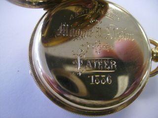 Rare - 18K Solid Gold Agassiz Pocket Watch With Hunter Case Inscribed - Running 8