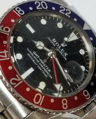 Vintage Rolex GMT Master Pepsi Bezel 1675 Mens 1960s men ' s Steel Watch 3