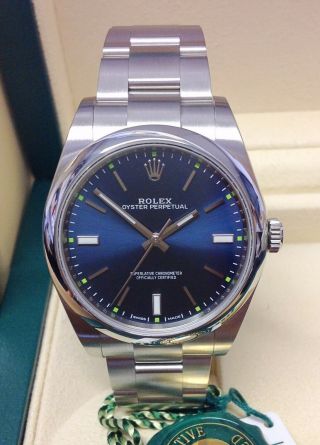 Rolex Oyster Perpetual 114300 39mm Blue Dial Box And Paperwork 2017