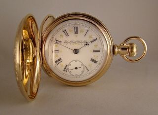 Antique Elgin B.  W.  Raymond 14k Gold Filled Hunter Case Fancy Dial 18spocket Watch
