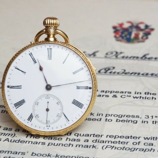 Louis Audemars W/ Archives Extracts Repeater Gold Antique Repeating Pocket Watch