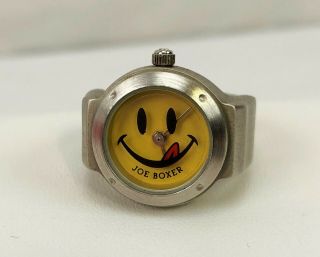 Vintage Joe Boxer Logo Smiley Face Emoji Ring Watch 1996 Timex
