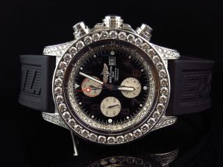 Custom Mens Xl Breitling Avenger Aeromarine 48mm Steel Diamond Watch 21 Ct