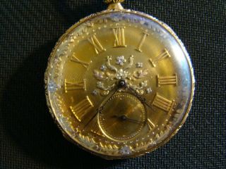 Antique 1800 ' s 18K Yellow Tobias & Co Liverpool Key Wind Pocket Watch Fancy Dial 2
