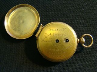 Antique 1800 ' s 18K Yellow Tobias & Co Liverpool Key Wind Pocket Watch Fancy Dial 4