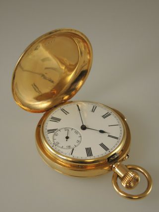 Solid 18K Gold MINUTE REPEATER Hunter Pocket Watch c1910 2
