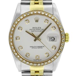 Rolex Datejust 16233 36mmsteel & Yellow Gold White Diamond Women 