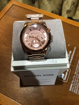 Michael Kors Womens Mk6275 Cooper Rose Gold Tone Chronograph Watch Nwt $250
