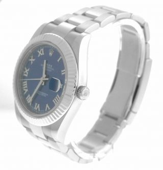 Rolex Datejust II 2 41MM Blue Azzurro Roman 116334 Stainless 18K Gold Watch 2