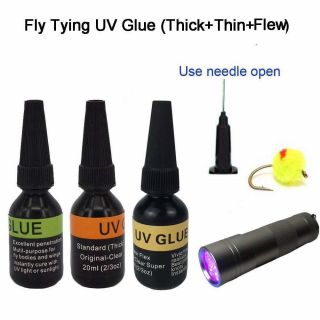 Riverruns Uv Clear Glue Three Formula Thick,  Thin And Flew,  12 Led Uv