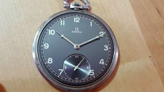 Omega Fab Suisse Vintage Pocket Watch Rare Dial Stainless Steel