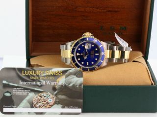 Rolex Watch Men ' s 40mm Submariner 16613 18K Gold and Steel Blue Insert and Dial 2