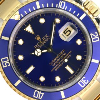 Rolex Watch Men ' s 40mm Submariner 16613 18K Gold and Steel Blue Insert and Dial 3