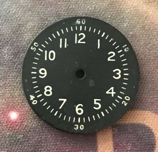 Waltham Black Military Dial 25mm Wwii A - 11 6/0 Size Parts