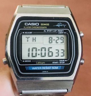 Casio W - 35 248 Marlin Digital Watch Stainless Steel Vintage Battery