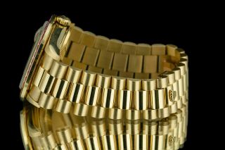 Rolex Men ' s Day - Date 18038 18K Yellow Gold Black Diamond Dial with Rainbow Bezel 4