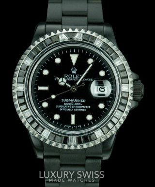 Rolex Watch Men ' s 40mm Submariner Steel 16610 Black Dial Diamond Bezel PVD/DLC 3