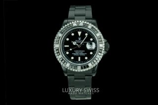 Rolex Watch Men ' s 40mm Submariner Steel 16610 Black Dial Diamond Bezel PVD/DLC 5