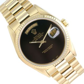 Rolex Watch Mens Day - Date 18038 18k Yellow Gold Presidential Black Onyx Dial